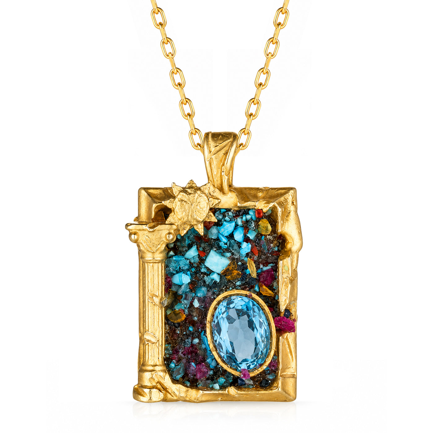 Nyro Blue Topaz Gemstone Silver Necklace