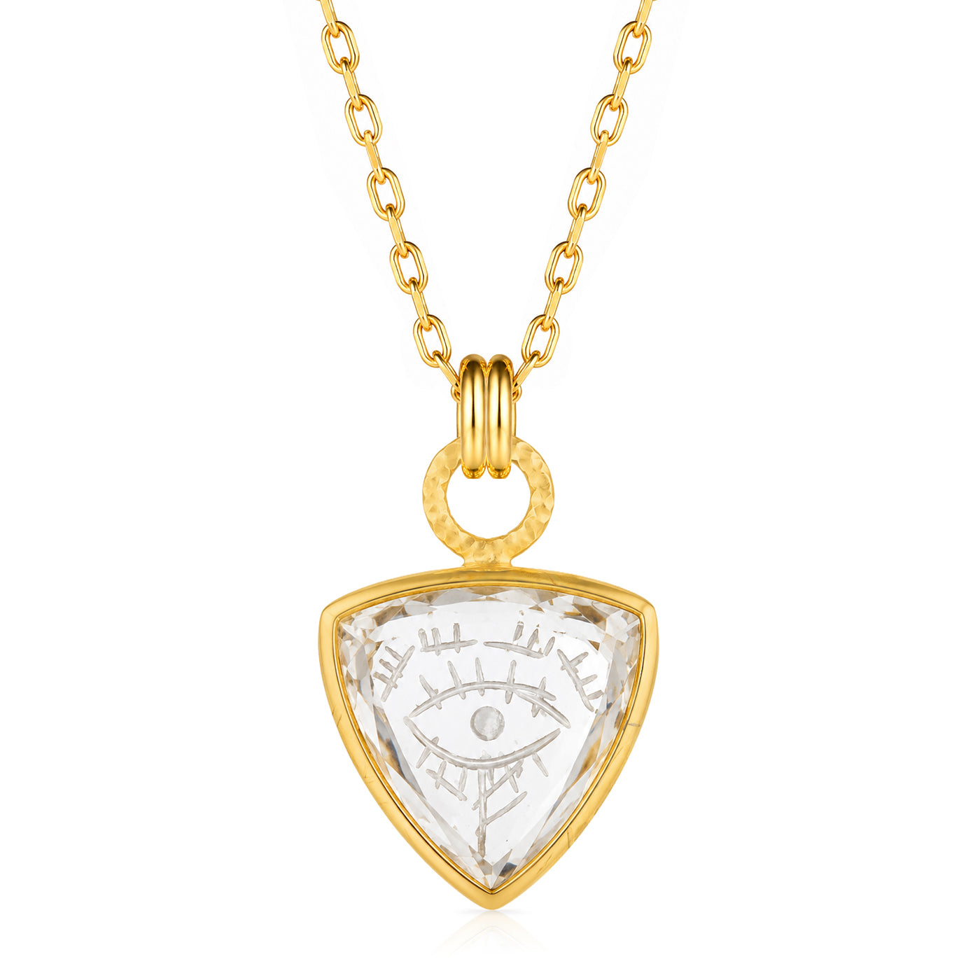 Luvante 18K Gold Plated White Quartz Stone Silver Necklace