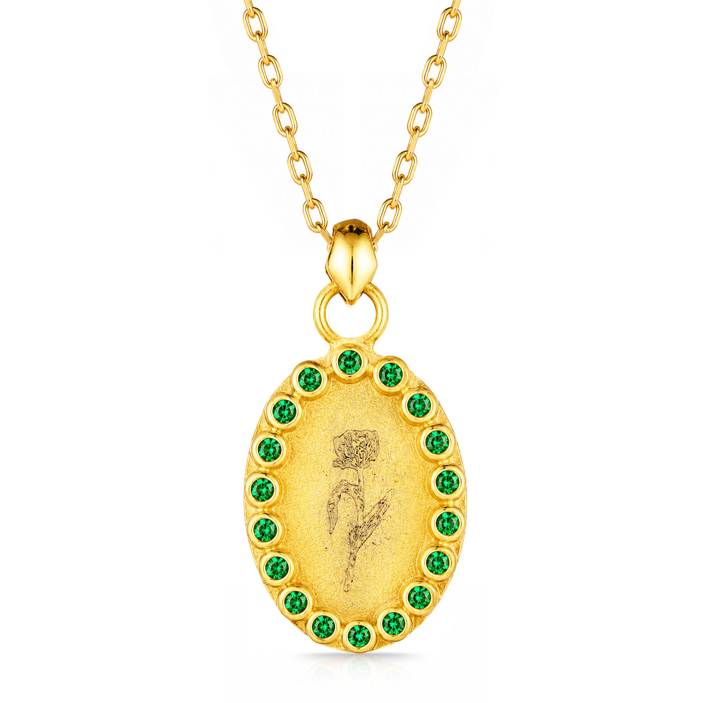 Mavera Green Zircon 18K Gold Plated Silver Necklace
