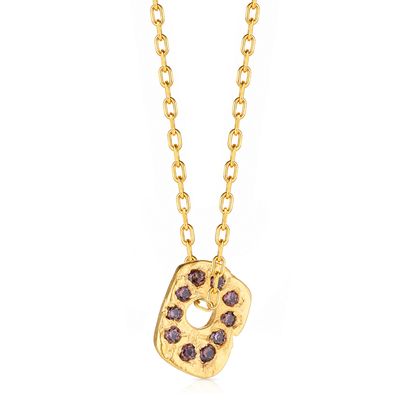 Fiorre 18K Gold Plated Black Zircon Stone Silver Necklace