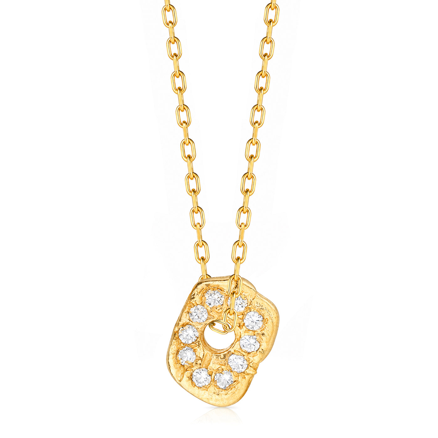 Xyliya 18K Gold Plated White Zircon Stone Silver Necklace