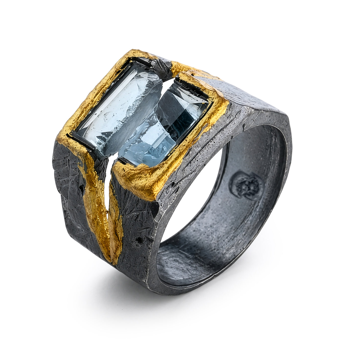 Rock Blue Topaz Stone Silver Ring