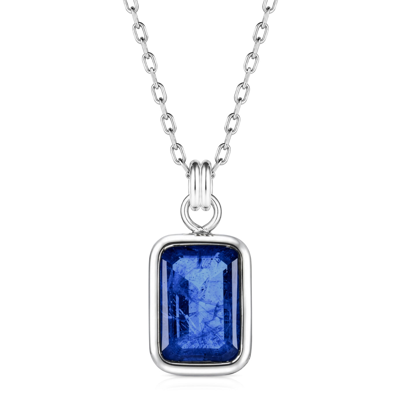 Clast Silver Necklace with Sapphire and Labradorite Stones