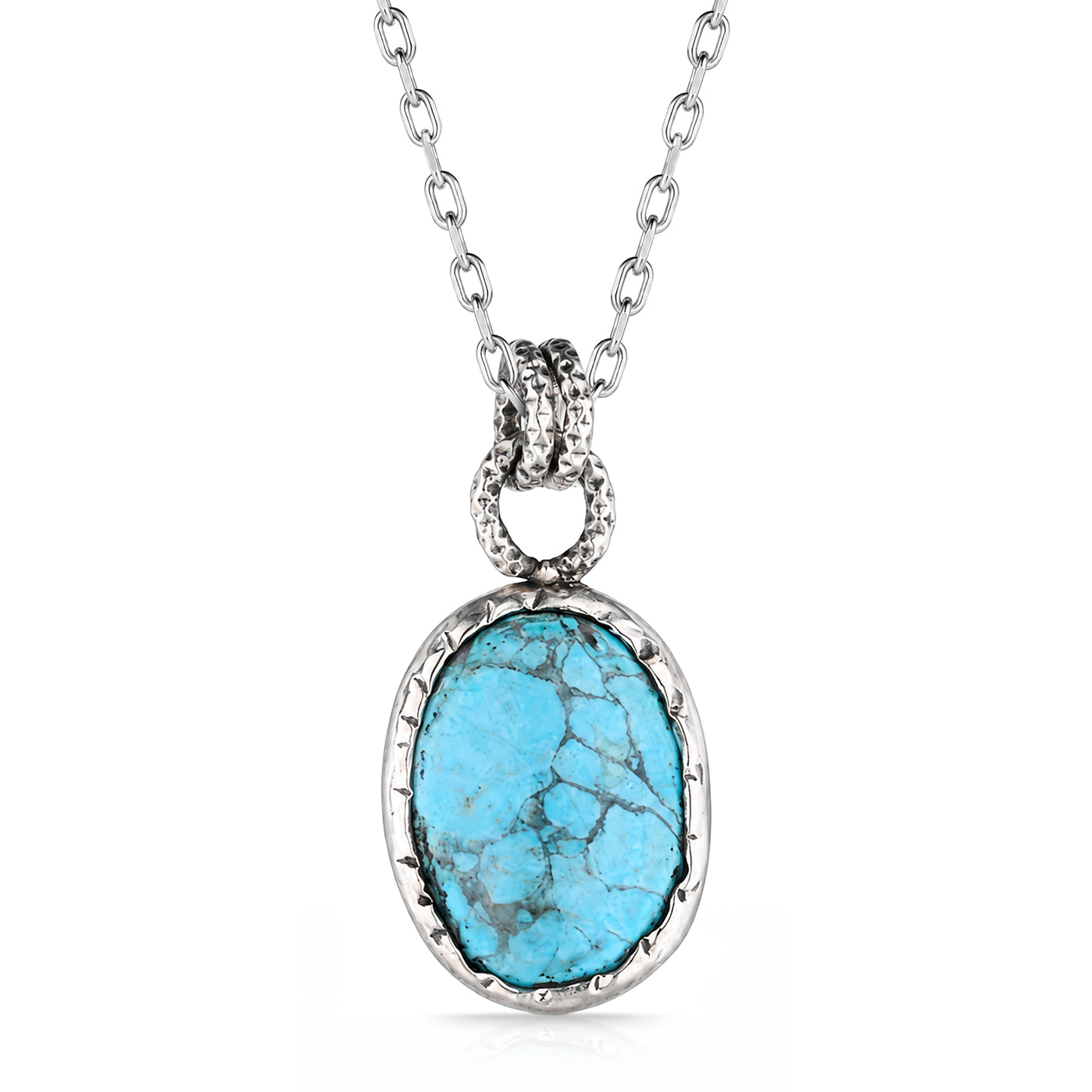 Ritz Natural Turquoise Stone Silver Necklace