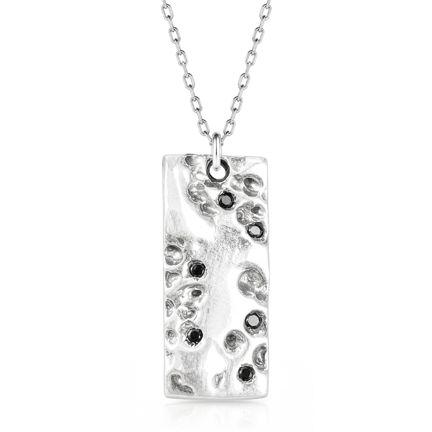 Dash Black Zircon Stone Silver Necklace