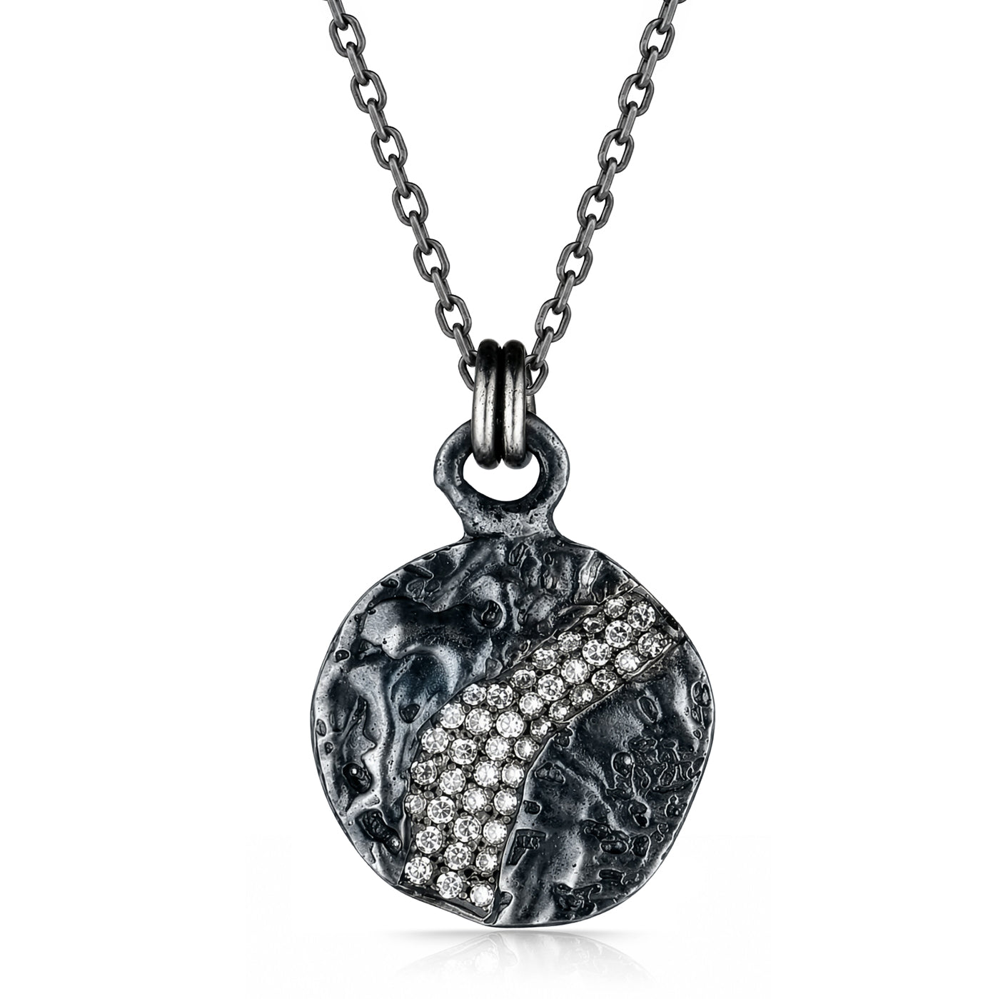 Rhea Black Rhodium Plated and White Zircon Stone Silver Necklace