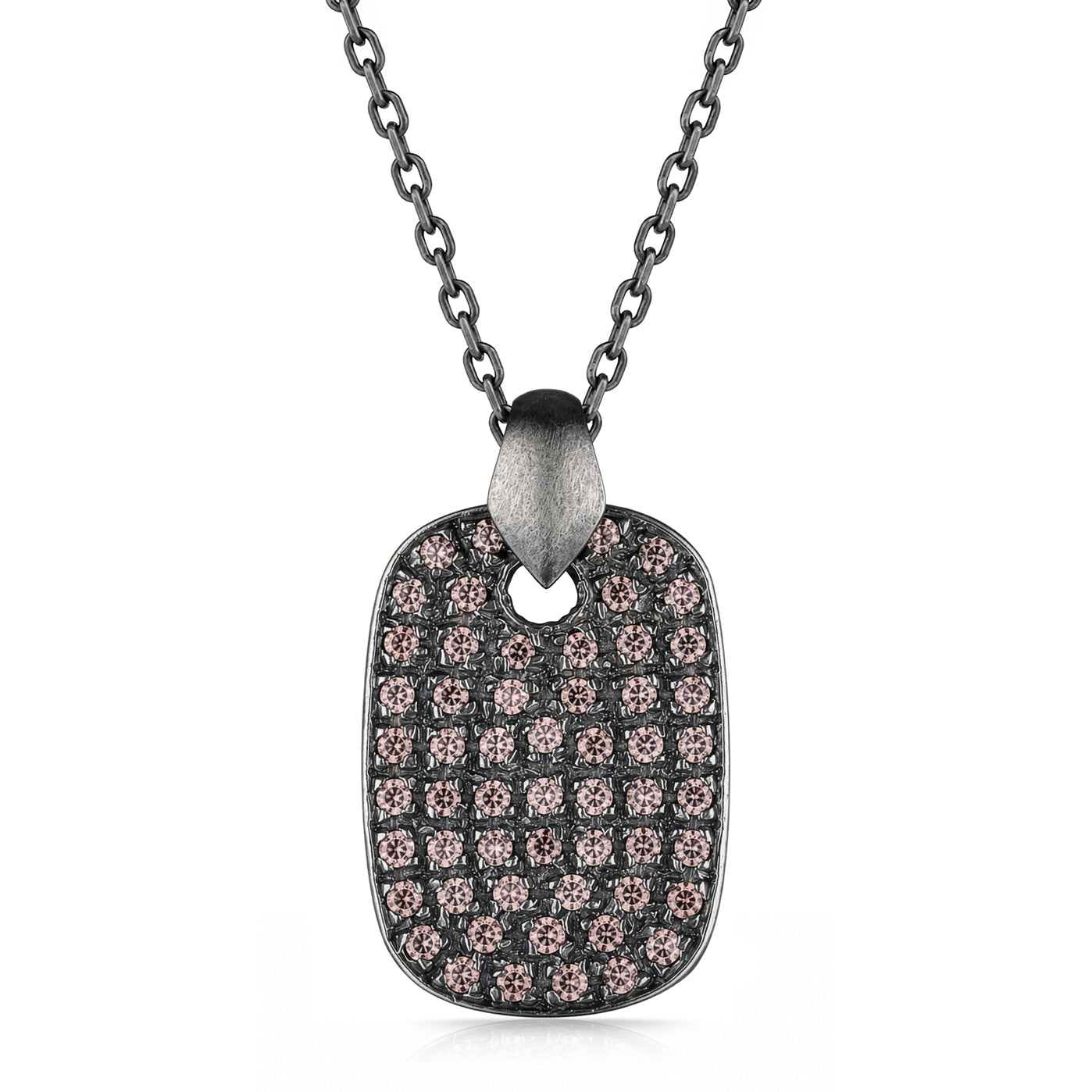 Printed Brown Stone Silver Necklace