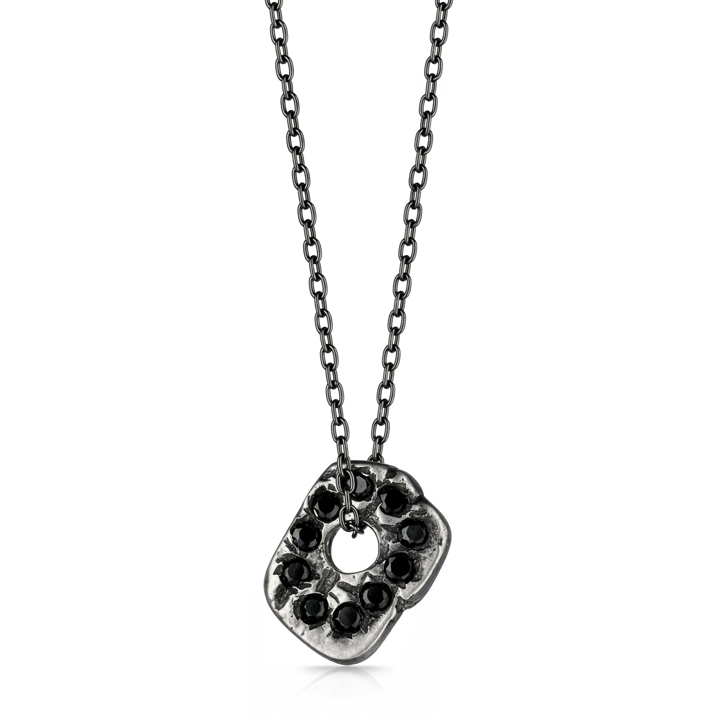 Apex Black Oxidized Stone Silver Necklace