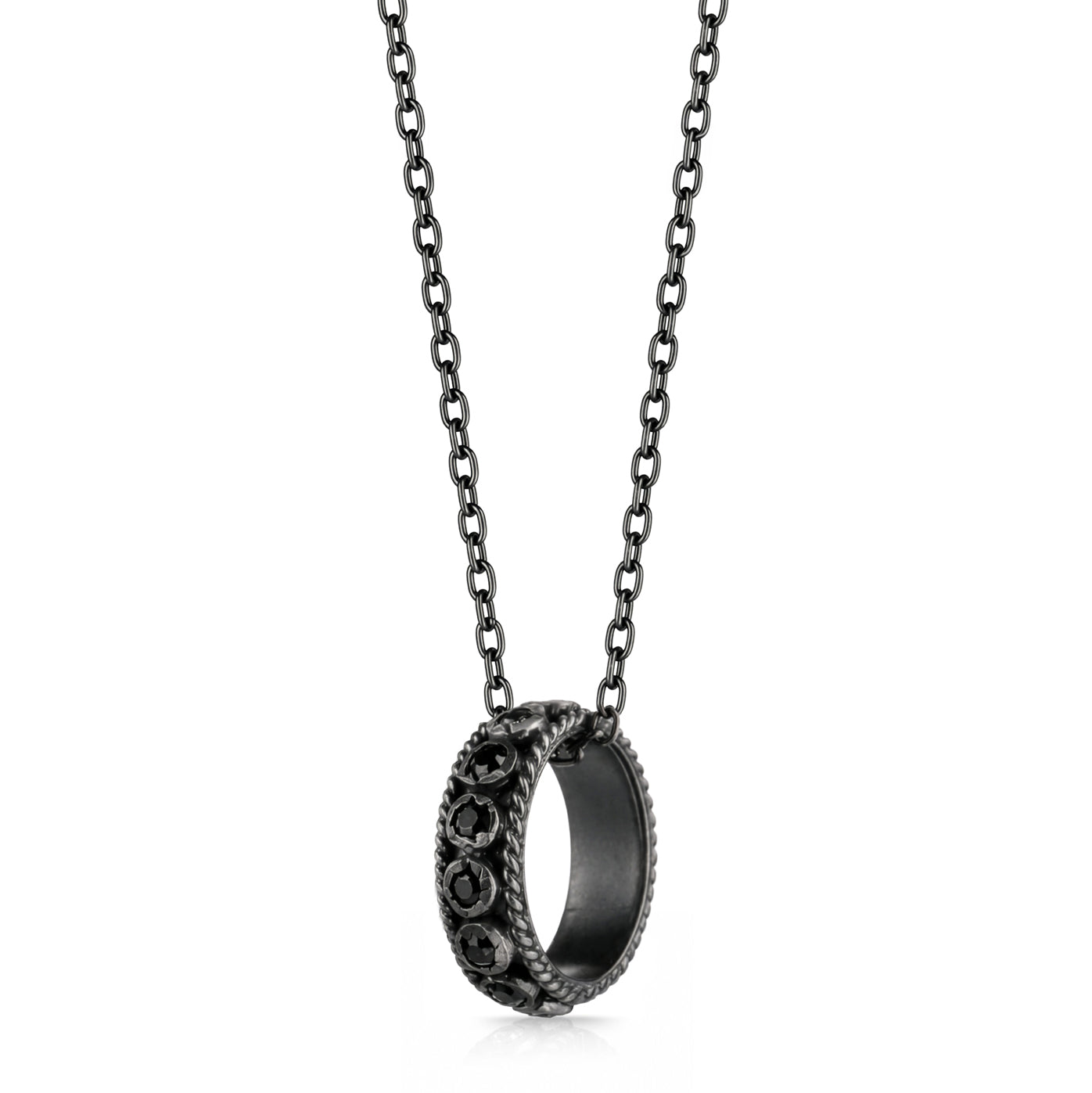 Cacaon Black Zircon Stone Silver Necklace
