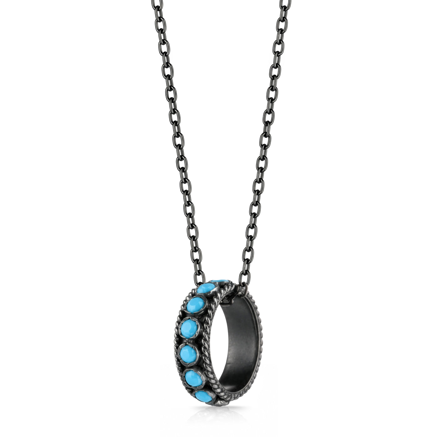 Mesh Silver Turquoise Stone Necklace