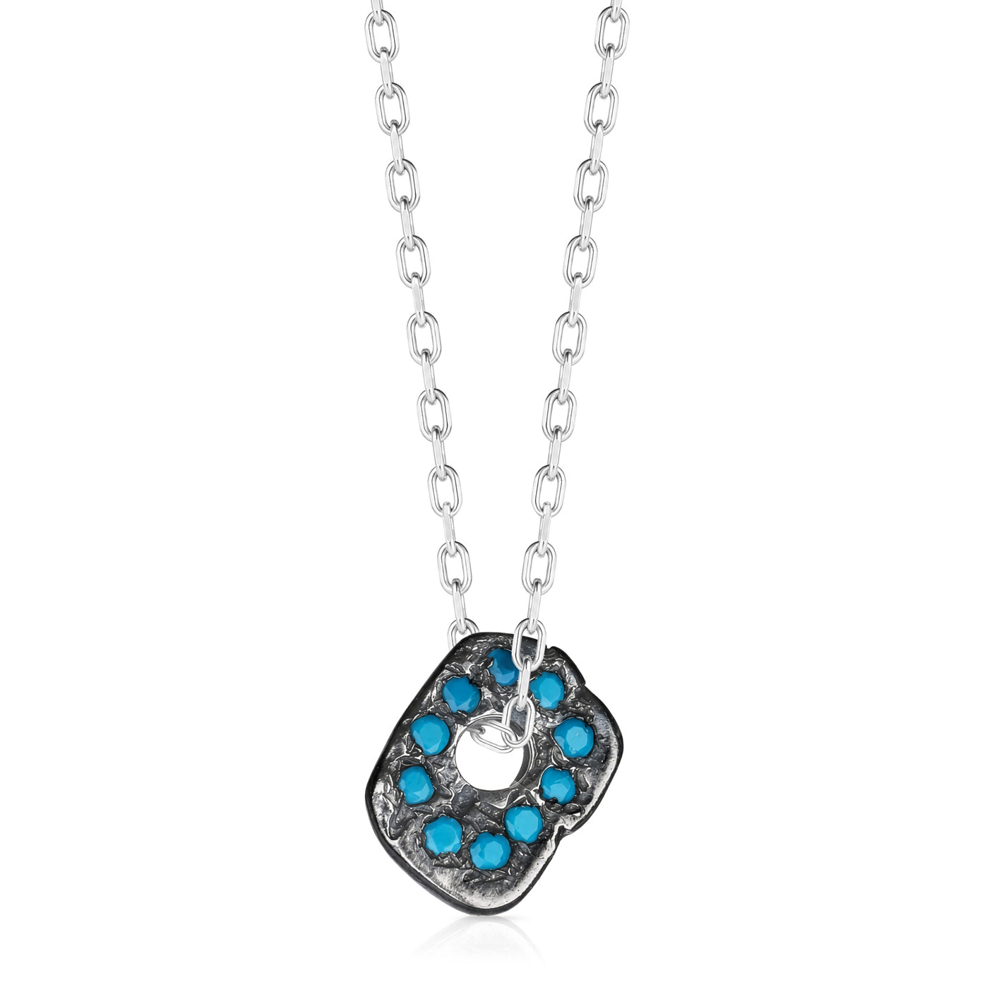 Urban Natural Turquoise Stone Silver Necklace