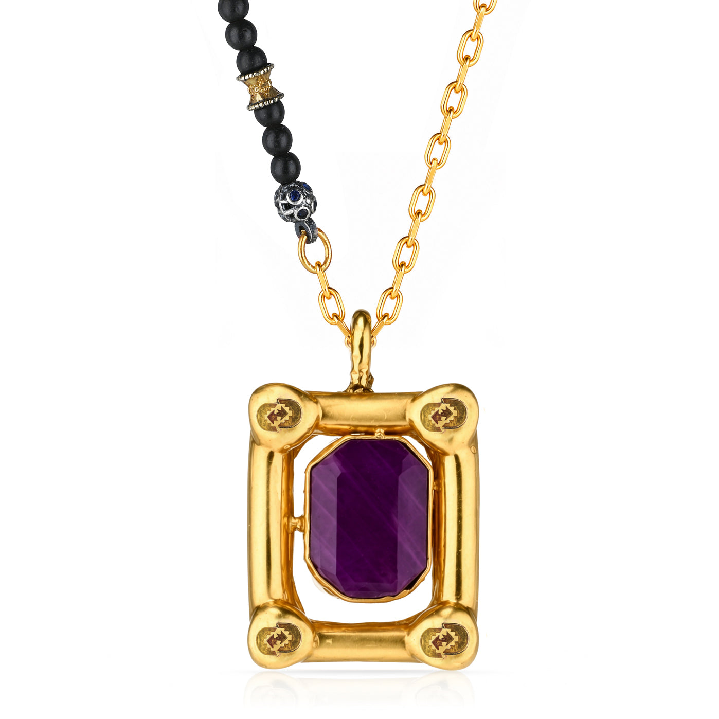 Quiet Ruby Stone 18K Gold Plated Silver Necklace