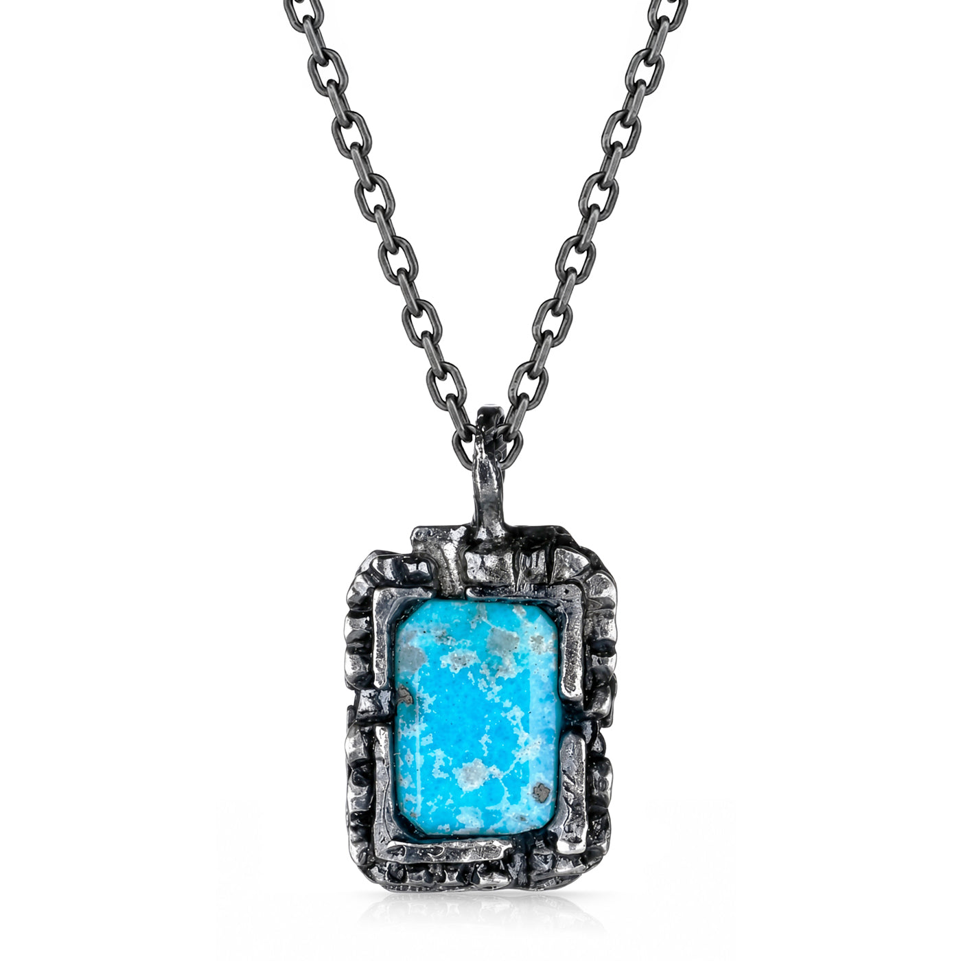 Otto Natural Turquoise Stone Silver Necklace