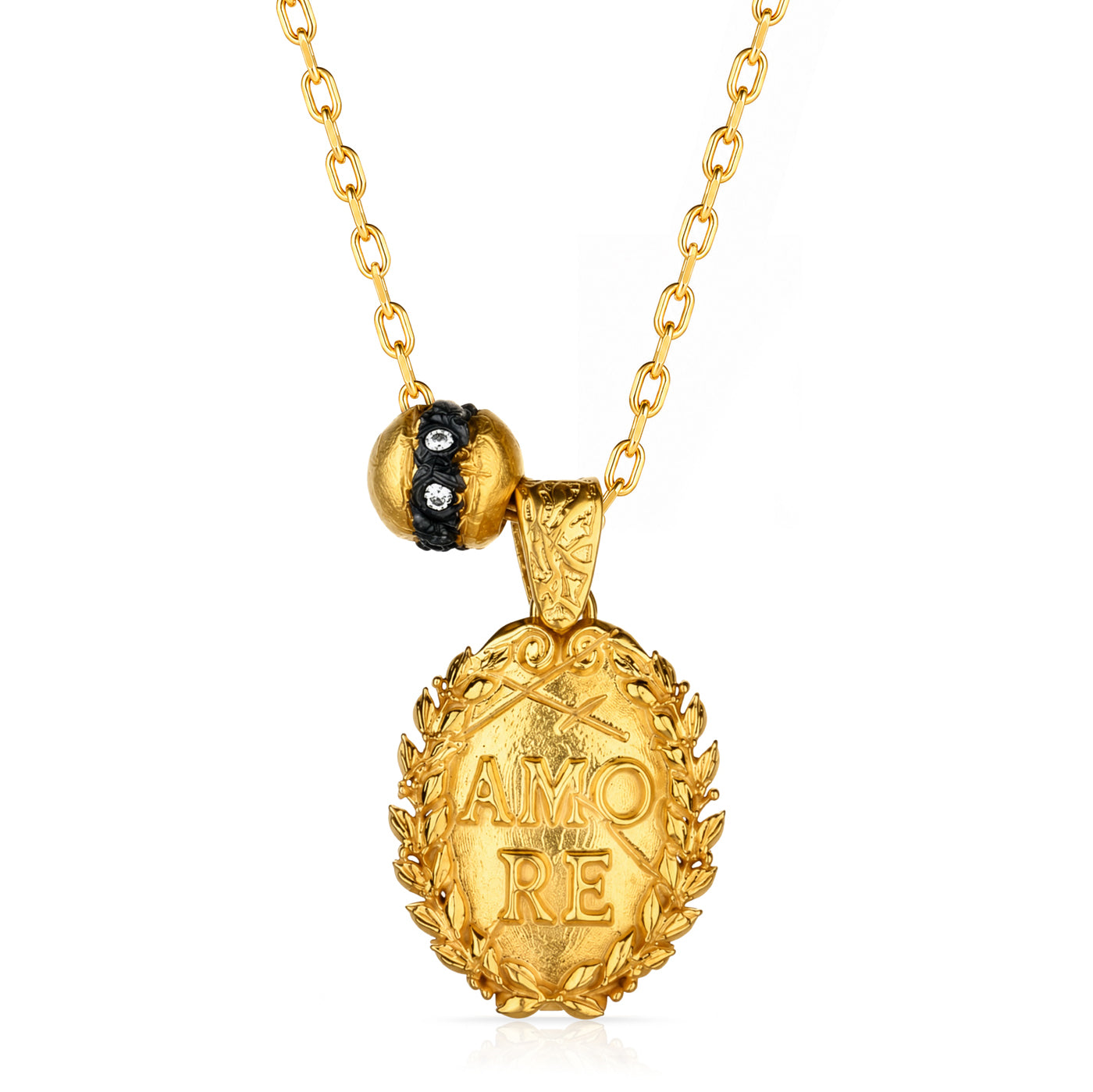 Amore White Zircon Stone 18K Gold Plated Silver Necklace