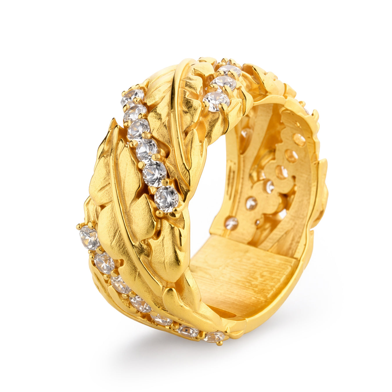 Laurier 18K Gold Plated White Zircon Stone Silver Ring
