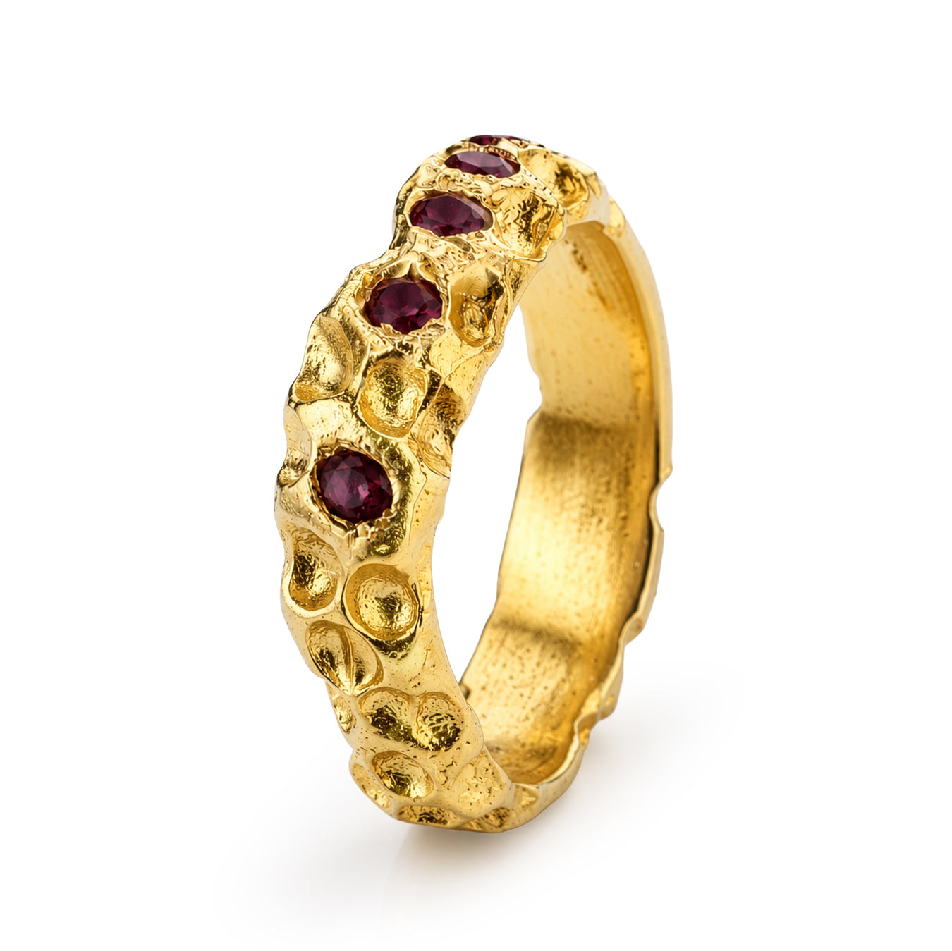 Sbalzo 18K Gold Plated Ruby Stone Ring