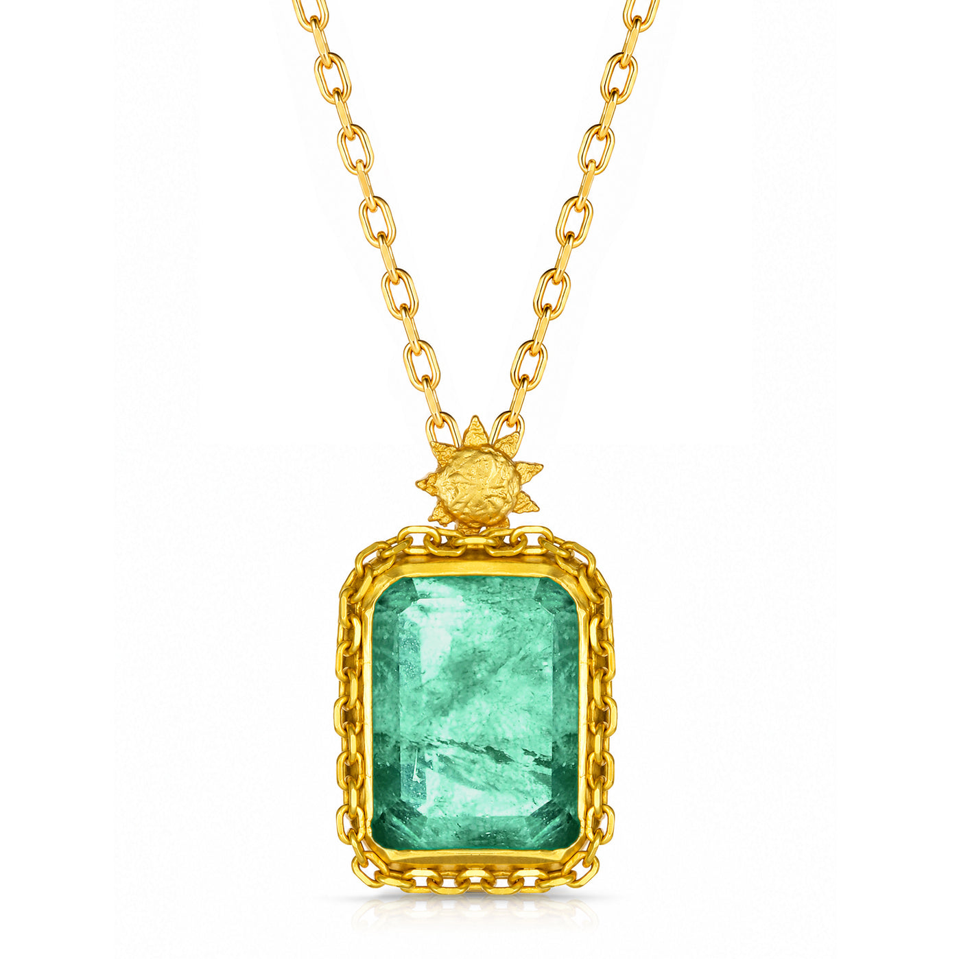 Auraff Emerald Labradorite Stone Silver Necklace