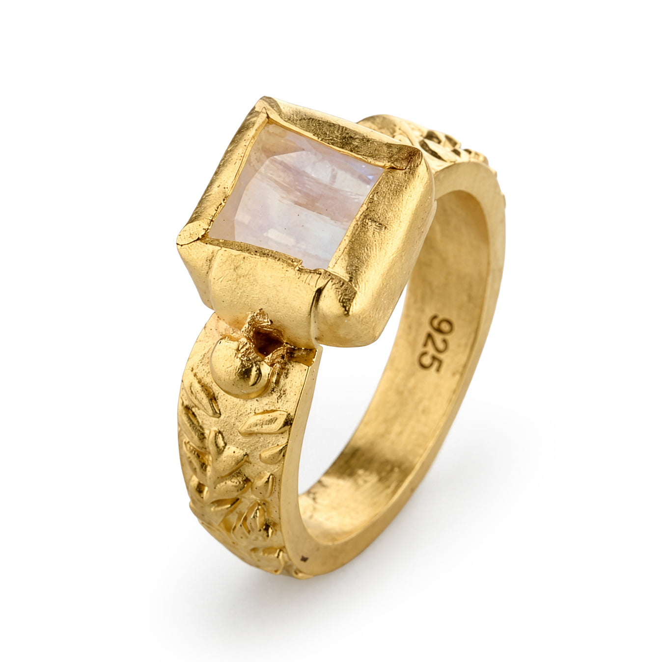Tratto 18K Gold Plated Moonstone Silver Ring