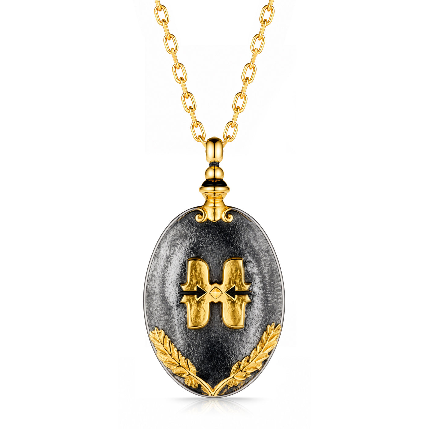 Vexta Special Letter Black Rhodium 18K Gold Plated Silver Necklace