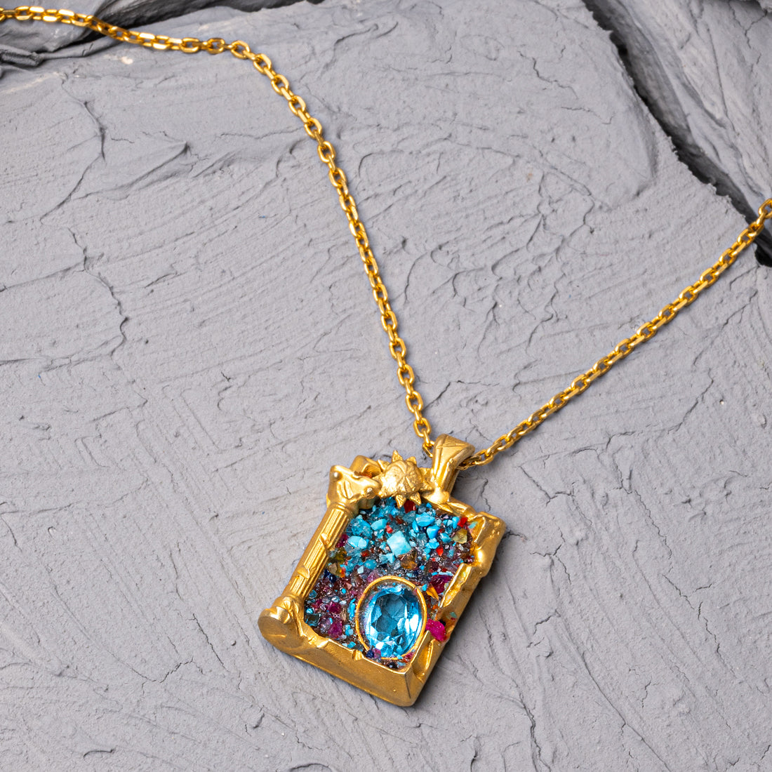 Nyro Blue Topaz Gemstone Silver Necklace