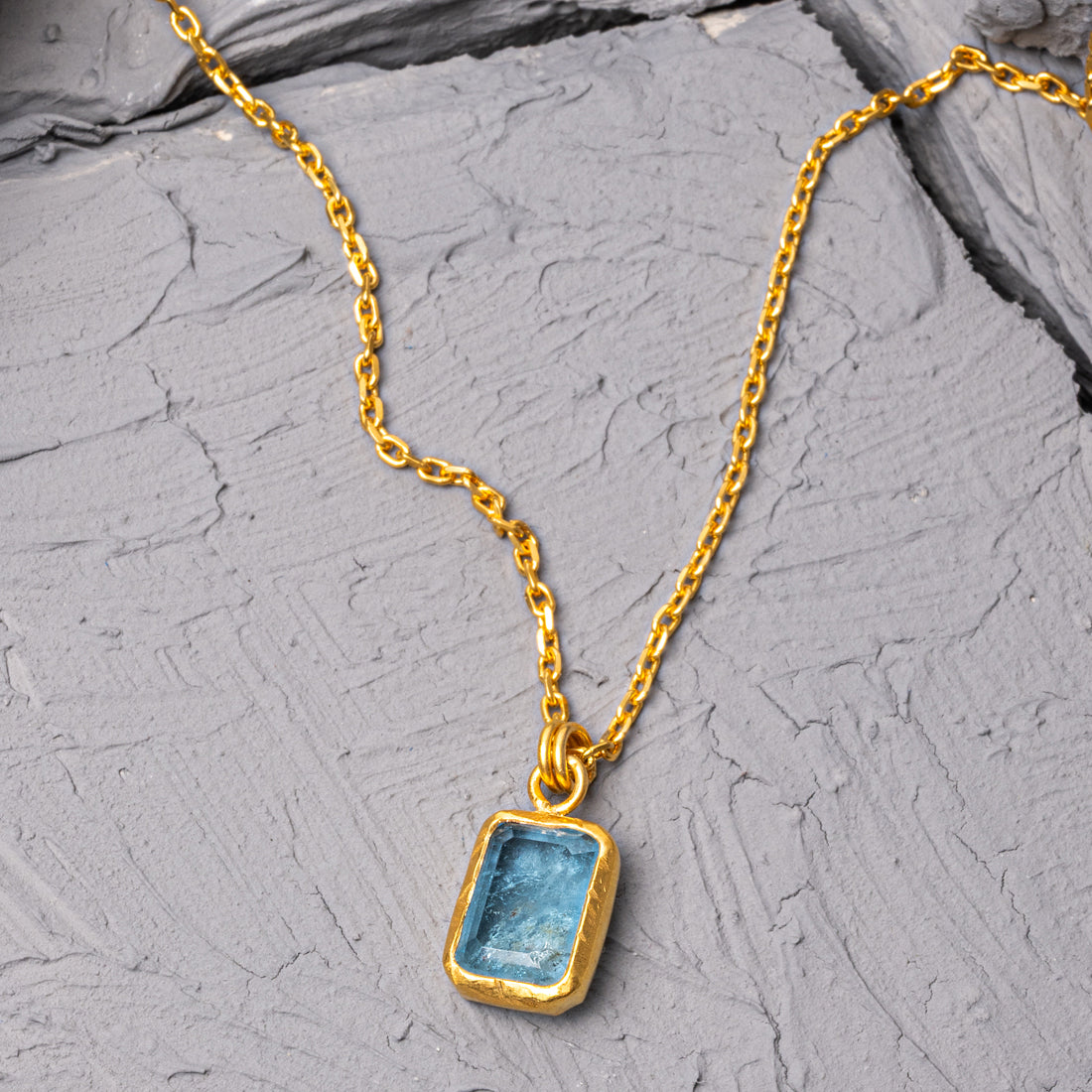 Blix Blue Topaz 18K Gold Plated Silver Necklace