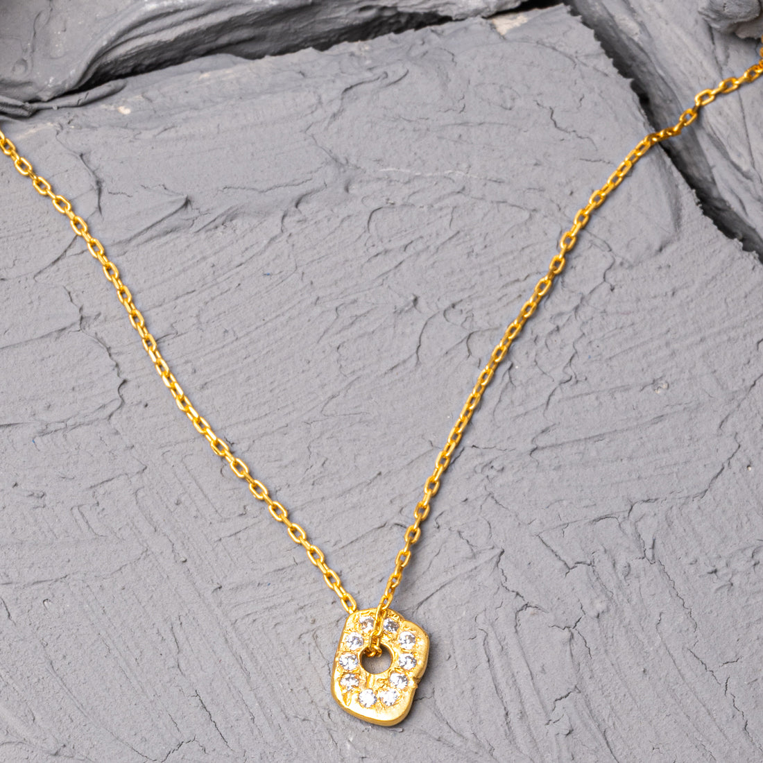 Xyliya 18K Gold Plated White Zircon Stone Silver Necklace