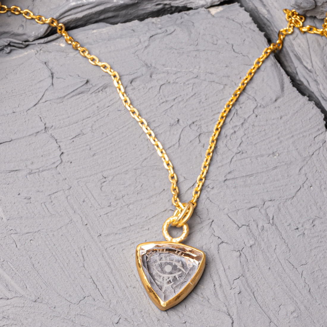 Luvante 18K Gold Plated White Quartz Stone Silver Necklace