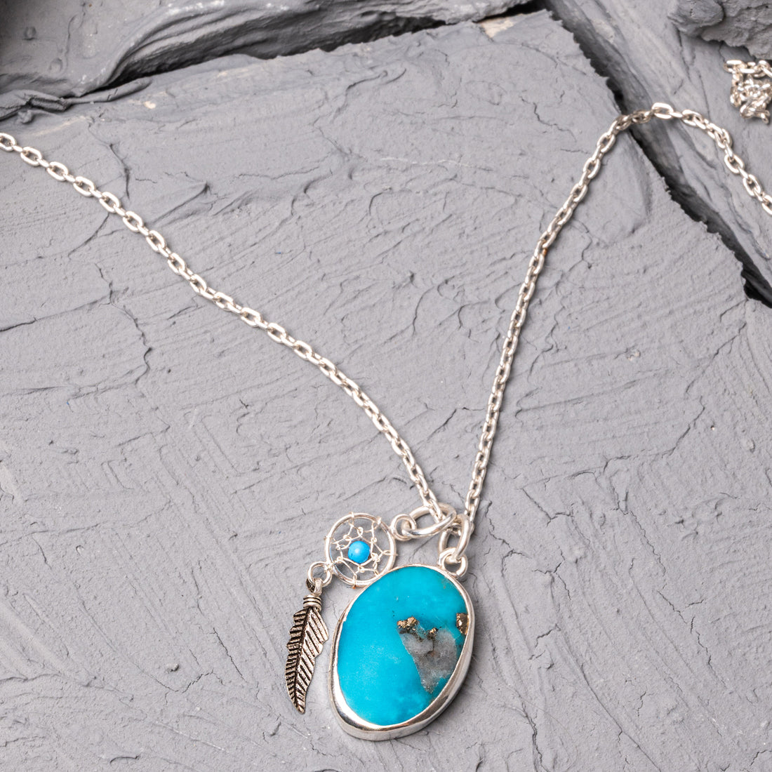 Frost Turquoise Stone Silver Necklace