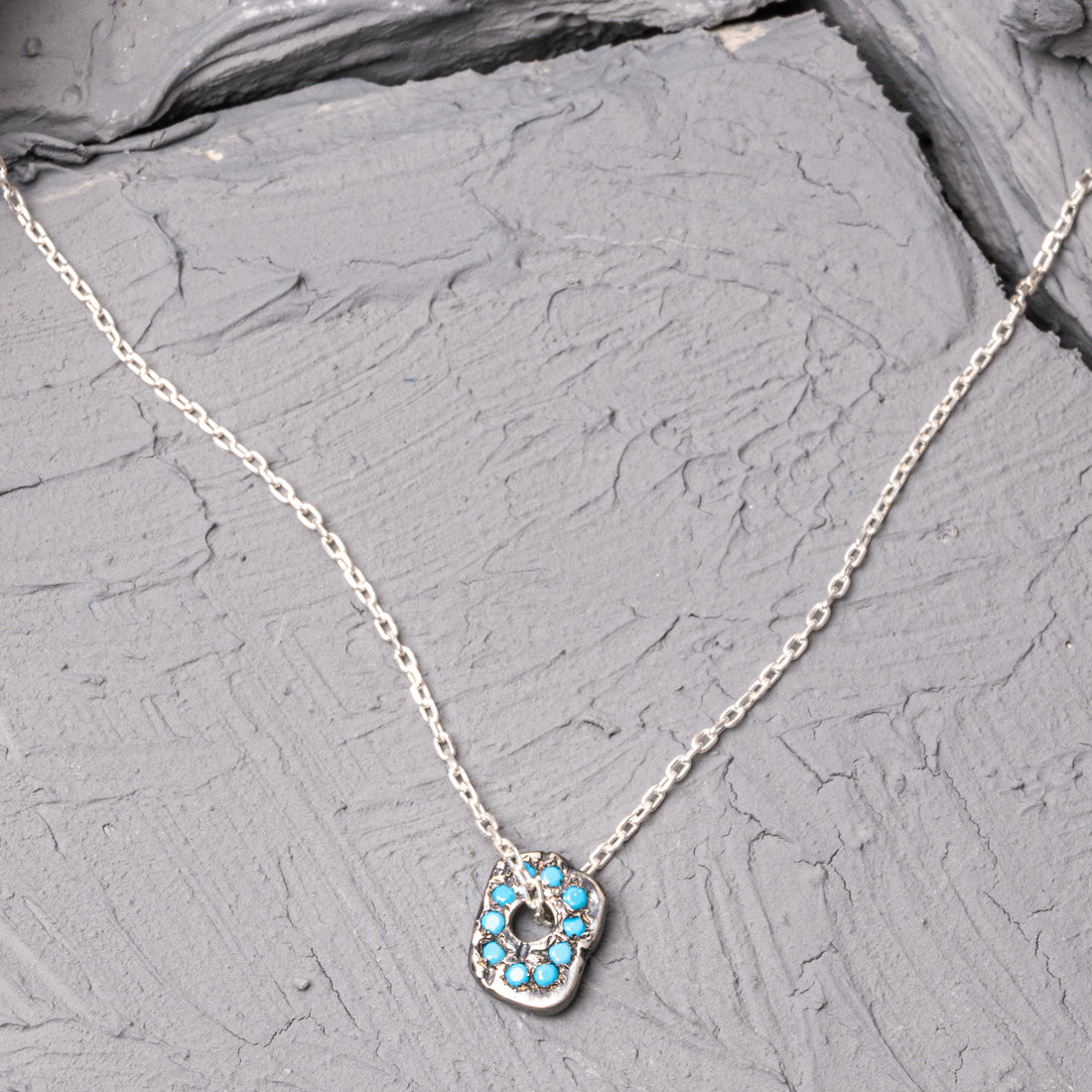 Urban Natural Turquoise Stone Silver Necklace