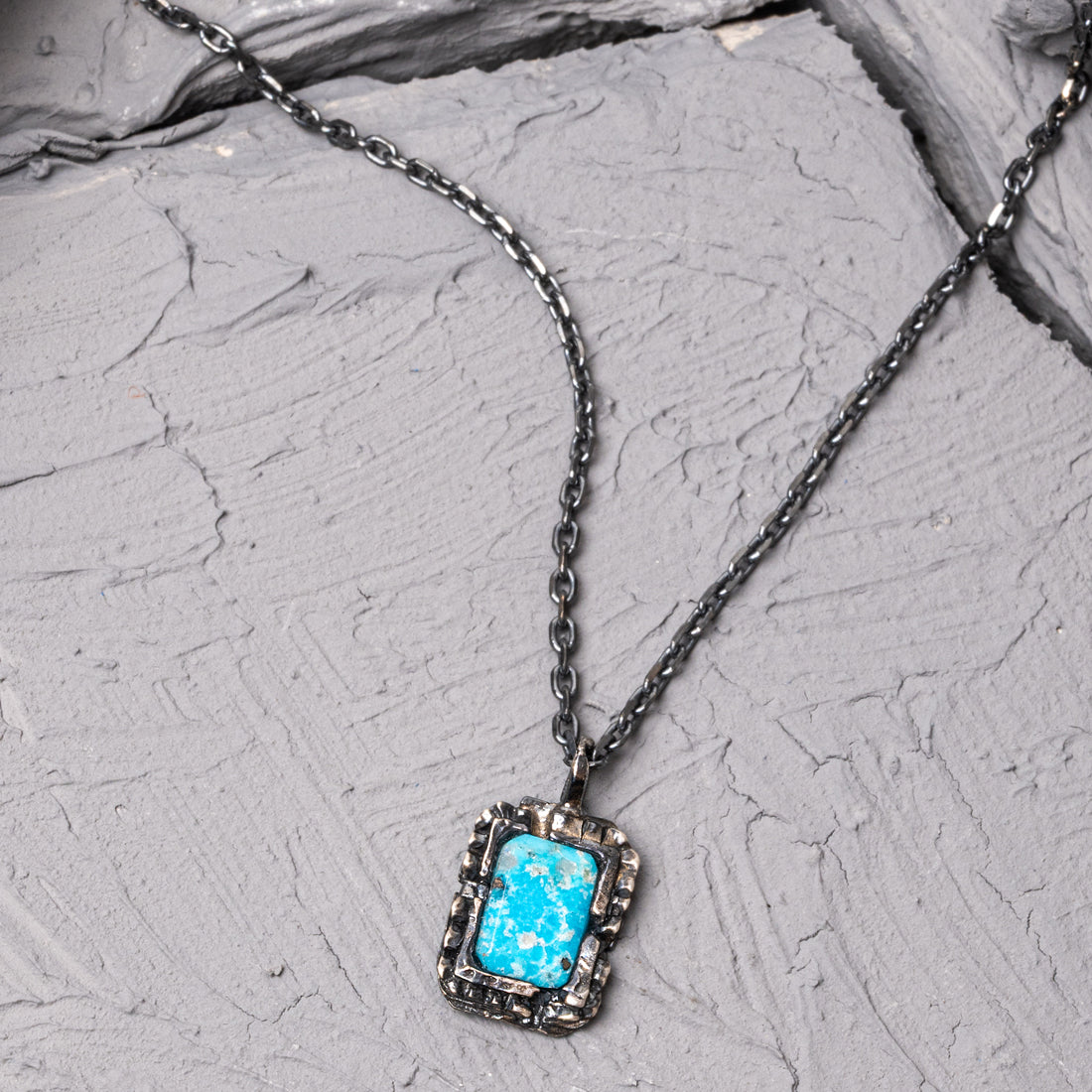 Otto Natural Turquoise Stone Silver Necklace