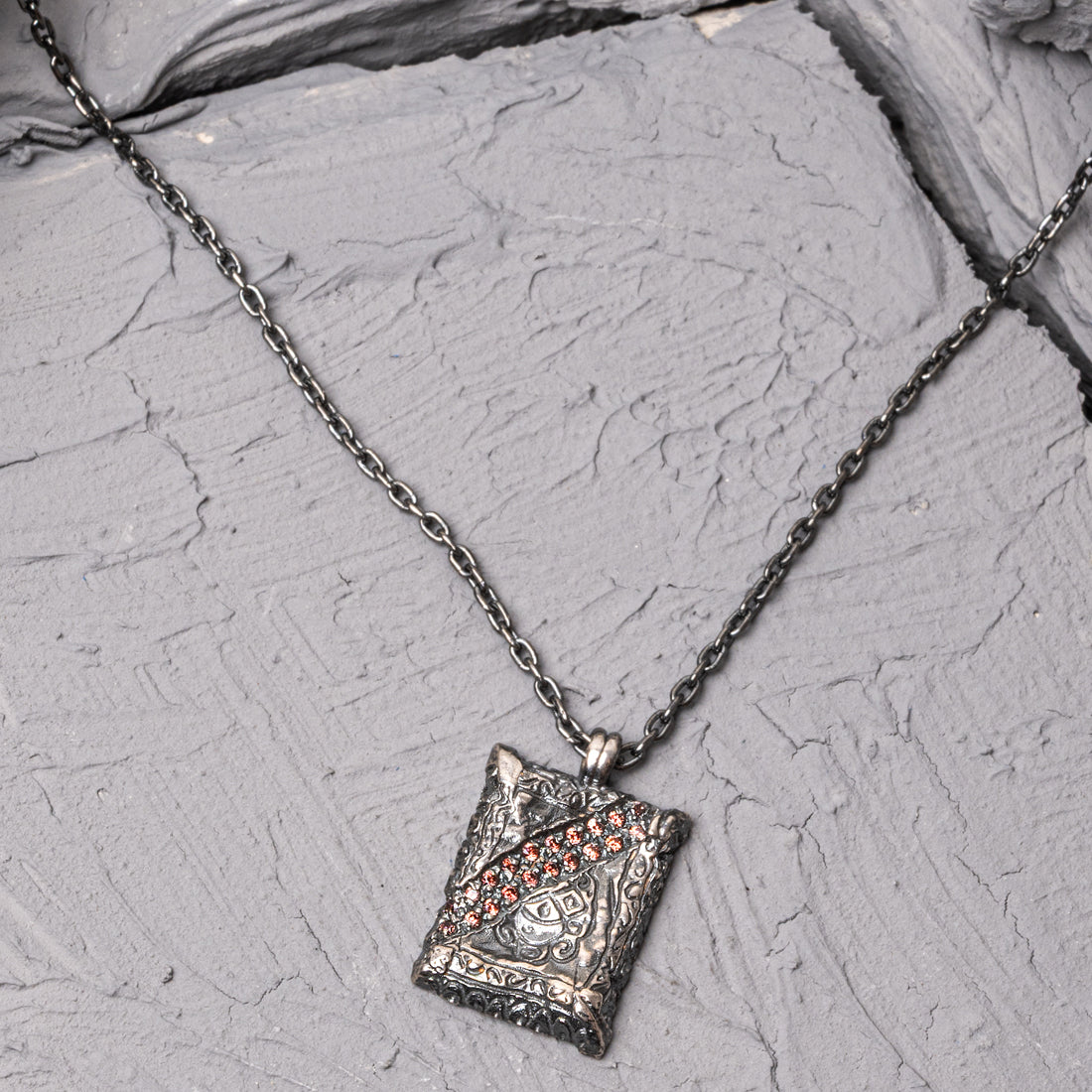 Sleek Brown Gemstone Silver Necklace