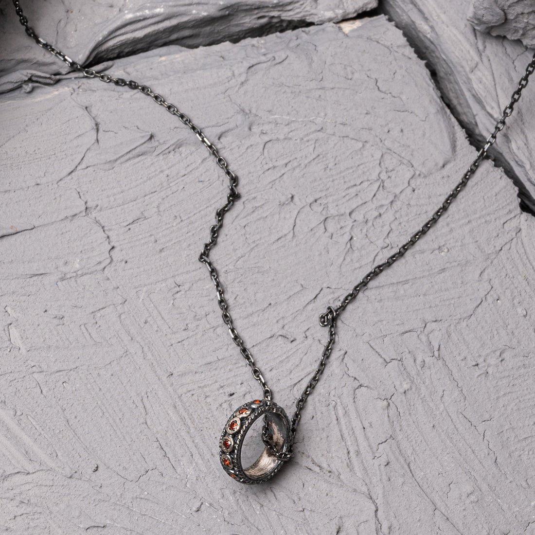 Ginger Brown Oxidized Silver Necklace