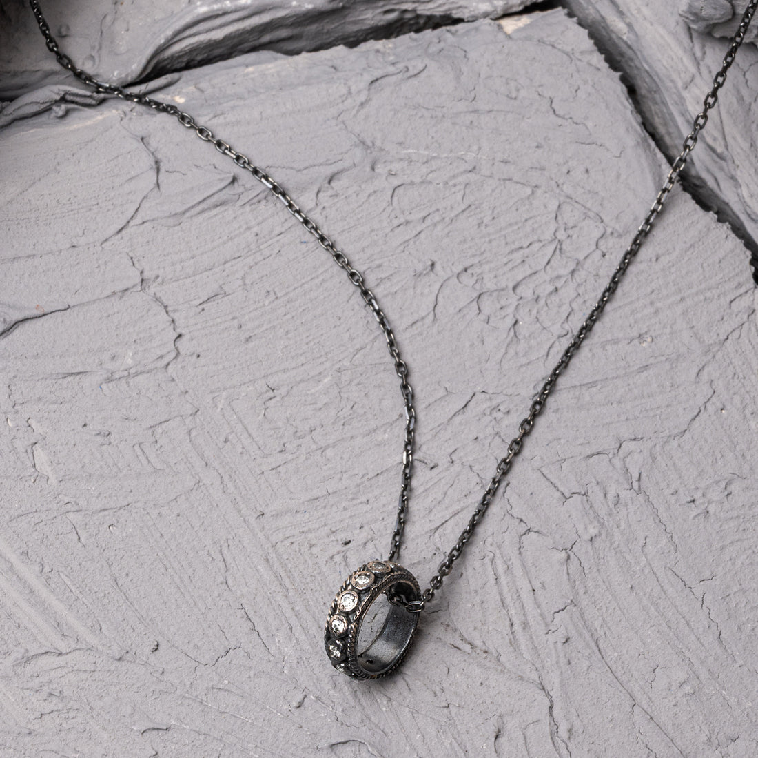 Echo Silver Necklace with White Zircon Stone