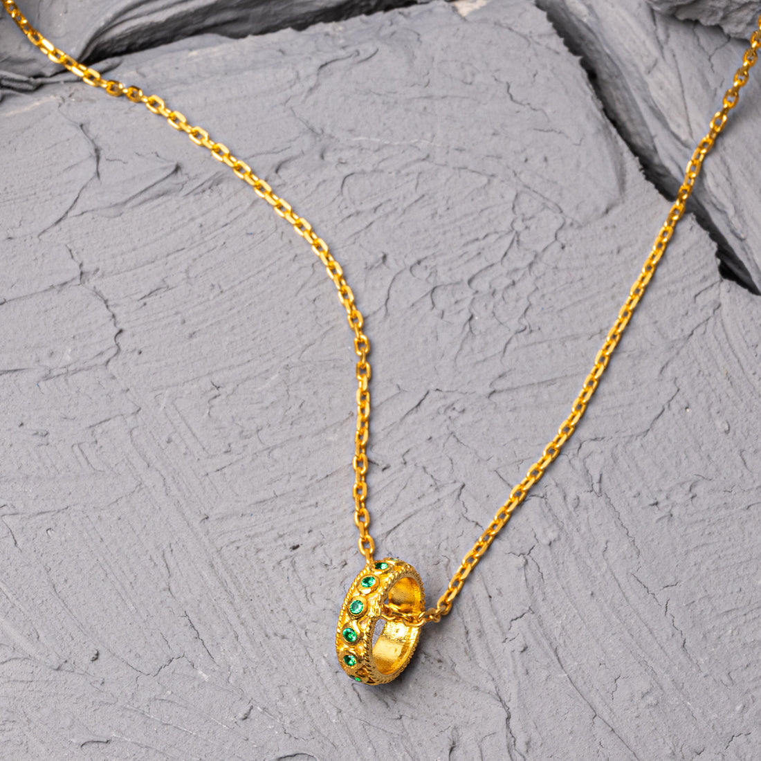 Fjord Green Zircon Stone Silver Necklace