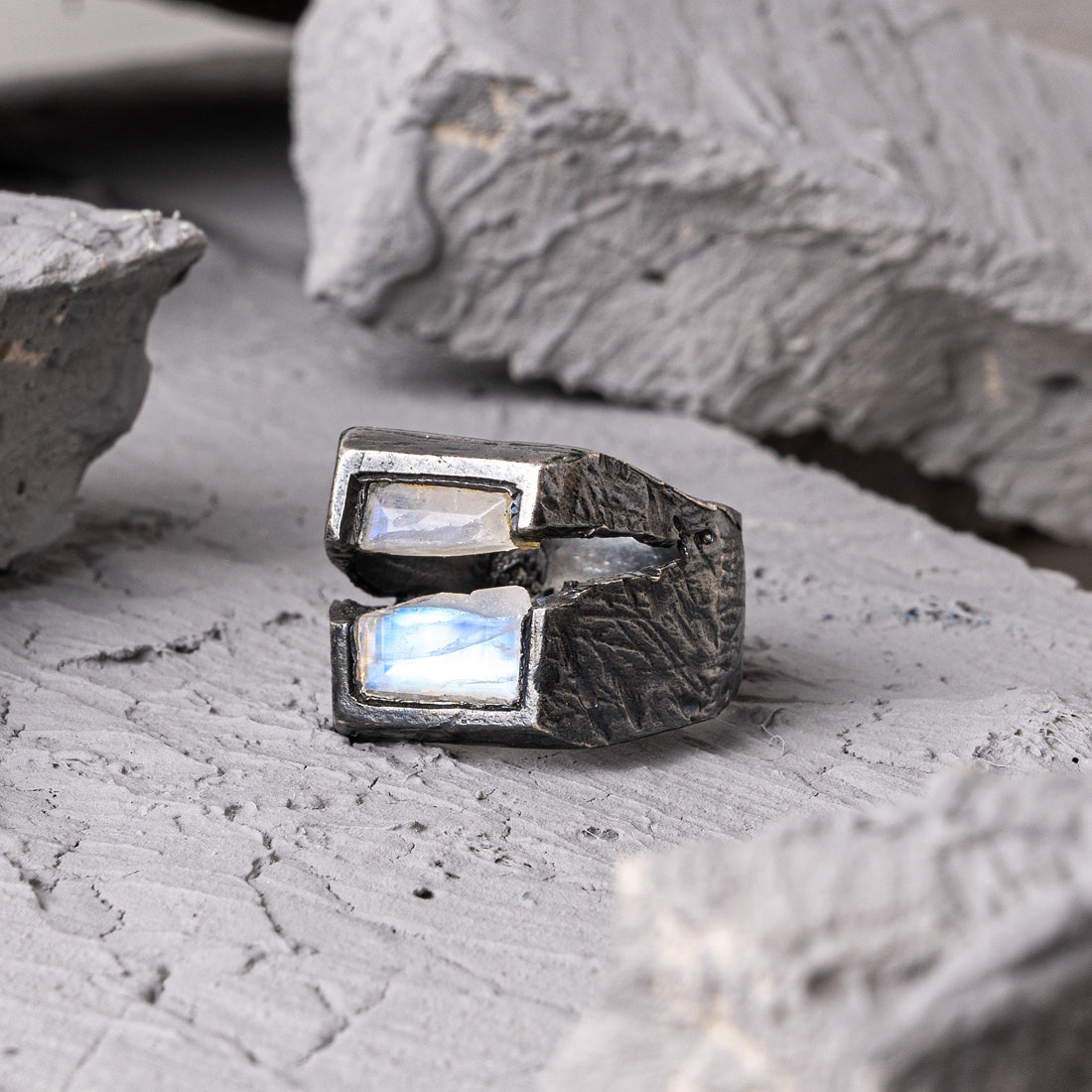 Stalk Moonstone Silver Ring