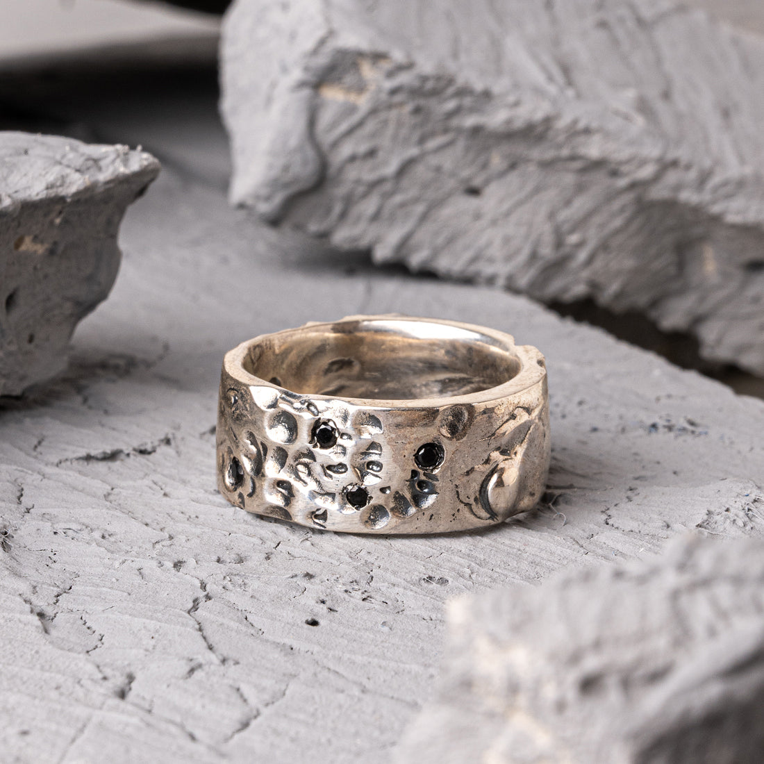 Halona Black Zircon Silver Ring