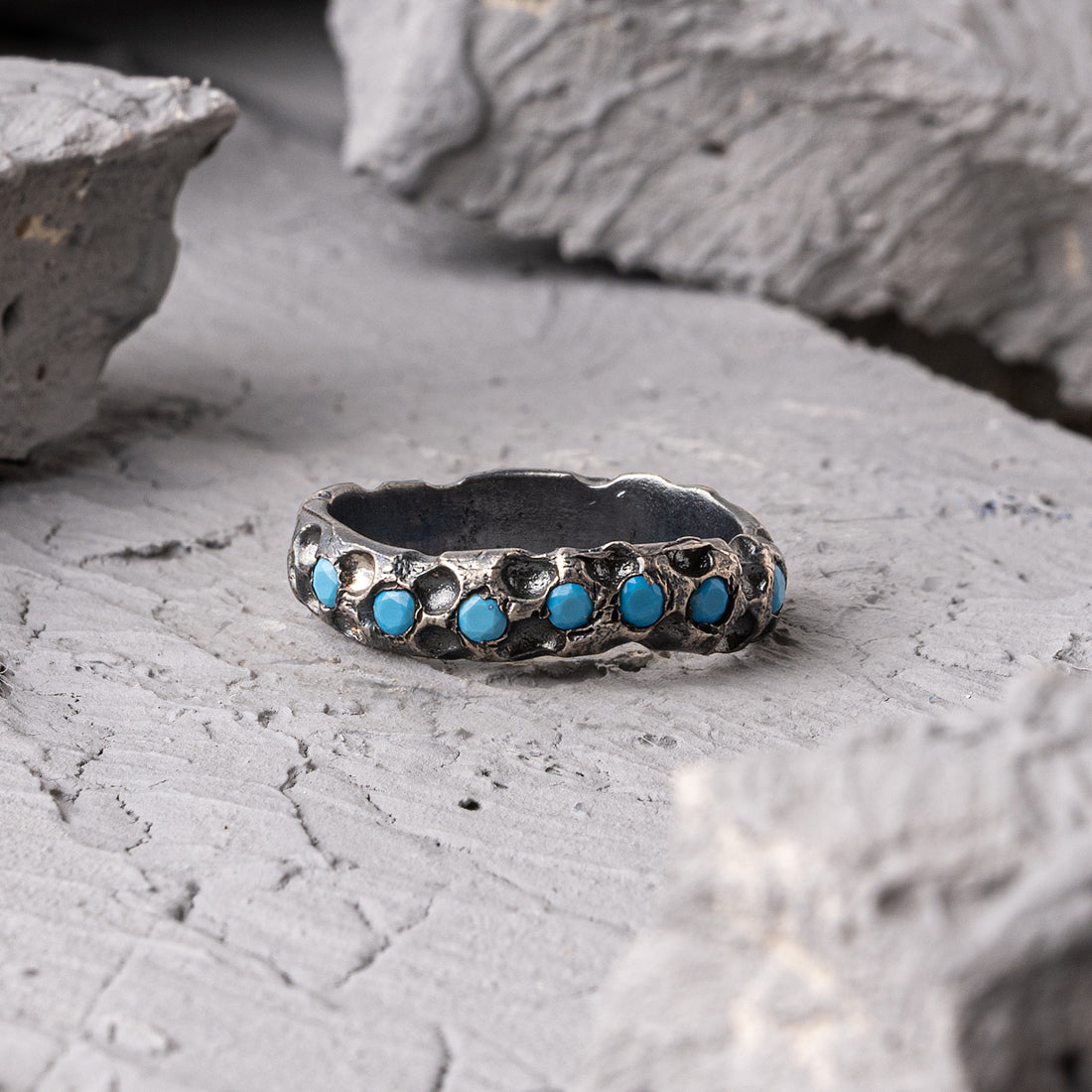 Cloxs Turquoise Stone Silver Ring